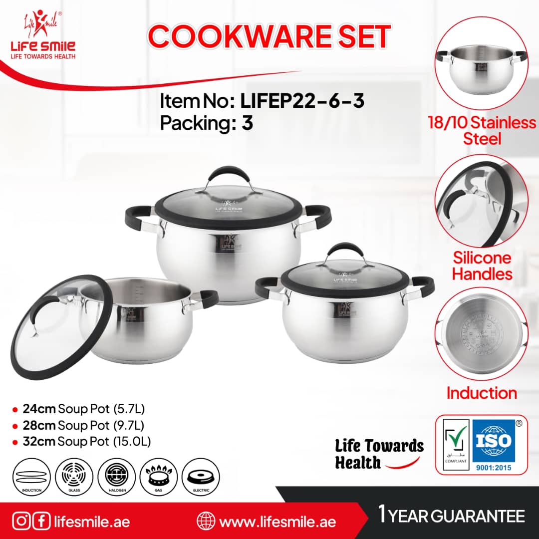 شارژمجدد سرویس قابلمه استیل جدید لایف اسمایل مدل lifep22_6_3