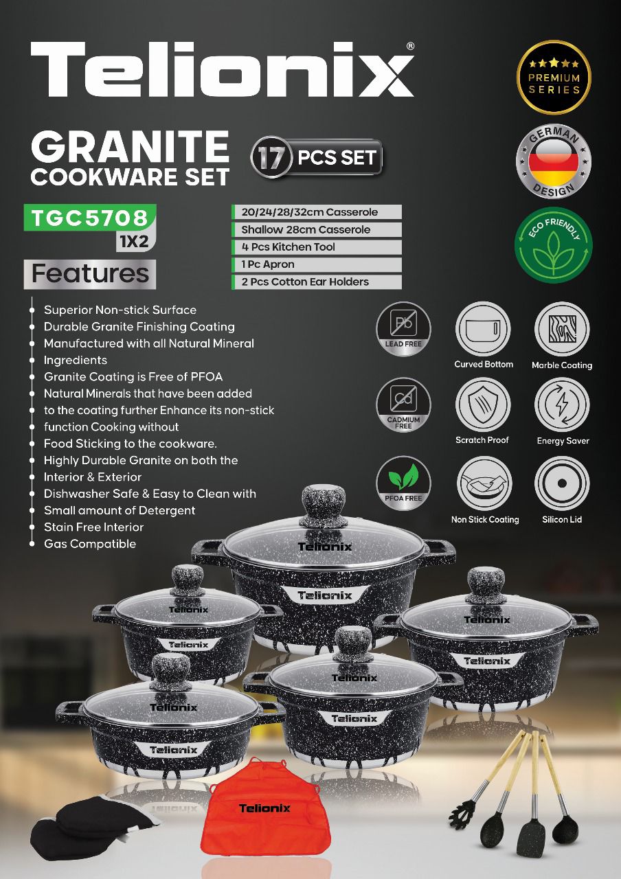 سرویس قابلمه 17 تکه گرانیت تلیونیکس مدل TGC5708