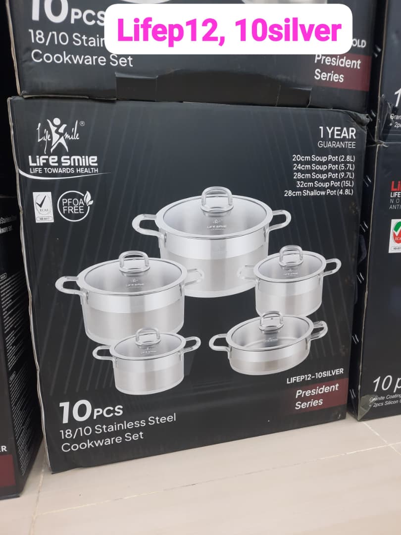 سرویس قابلمه ۱۰تکه استیل لایف اسمایل مدل  lifep12,silver