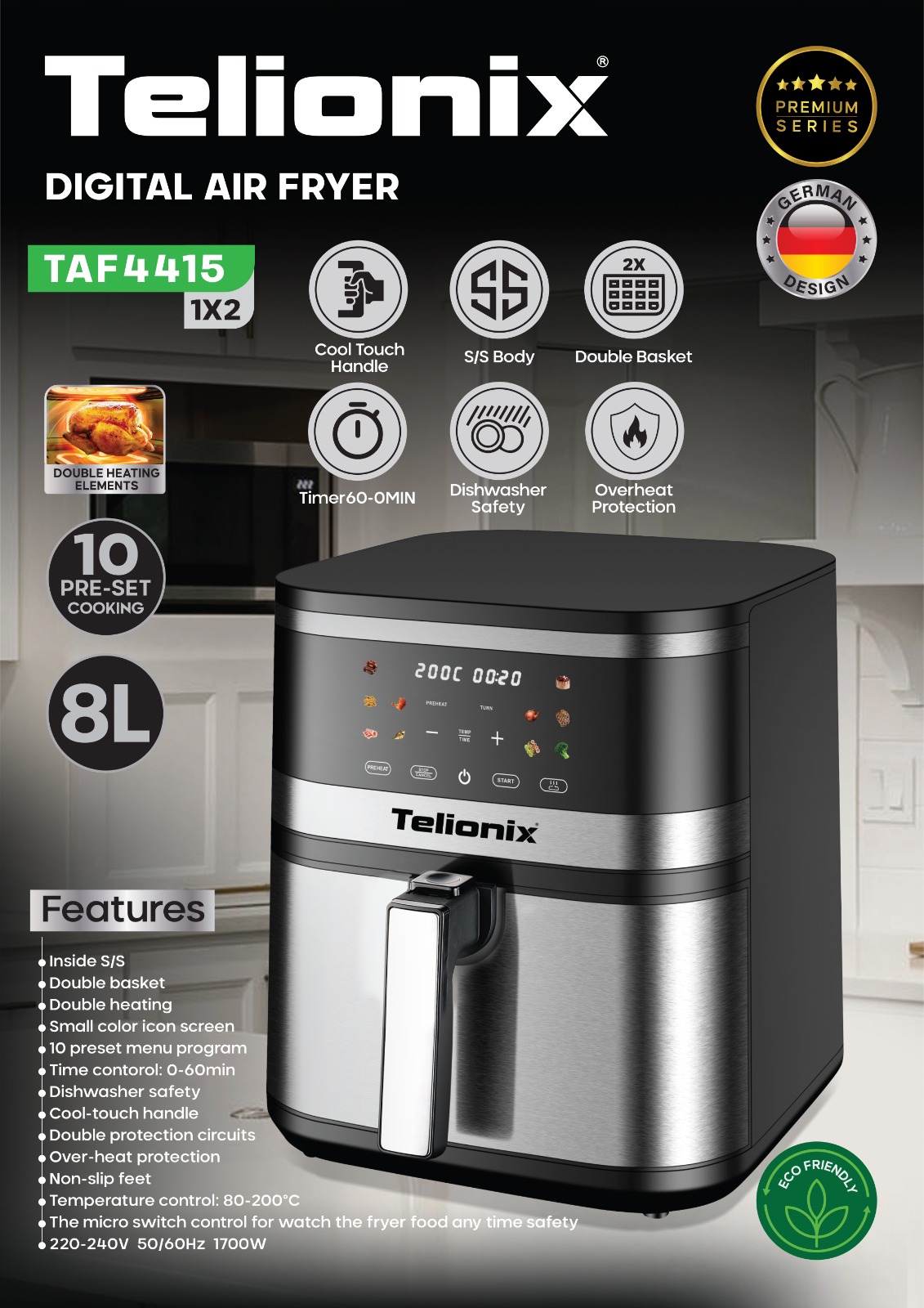 سرخ کن بدون روغن تلیونیکس مدل TAF4415