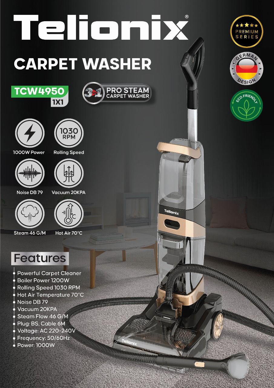 فرش شوی و مبل شوی تلیونیکس مدل TCW4950 با بخار ۷۰ درجه
