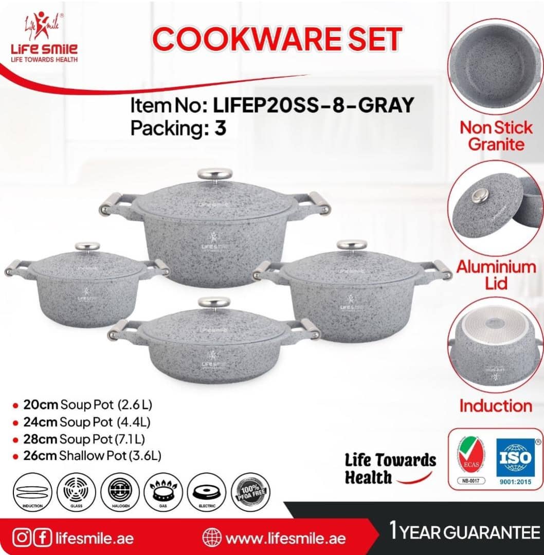 سرویس قابلمه کامل گرانیت لایف اسمایل مدل lifep20ss_8_gray